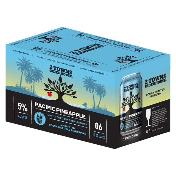 2 Towns Ciderhouse Pacific Pineapple 6-Pack (12 FL OZ Cans)